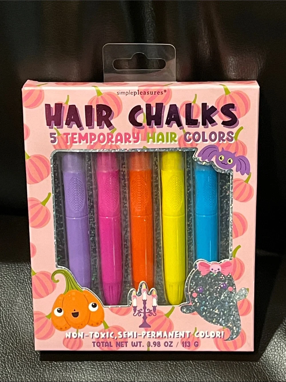 Simple Pleasures Hair Chalk 5-pk. Temporary Hair Color, NIB, KID-FRIENDLY